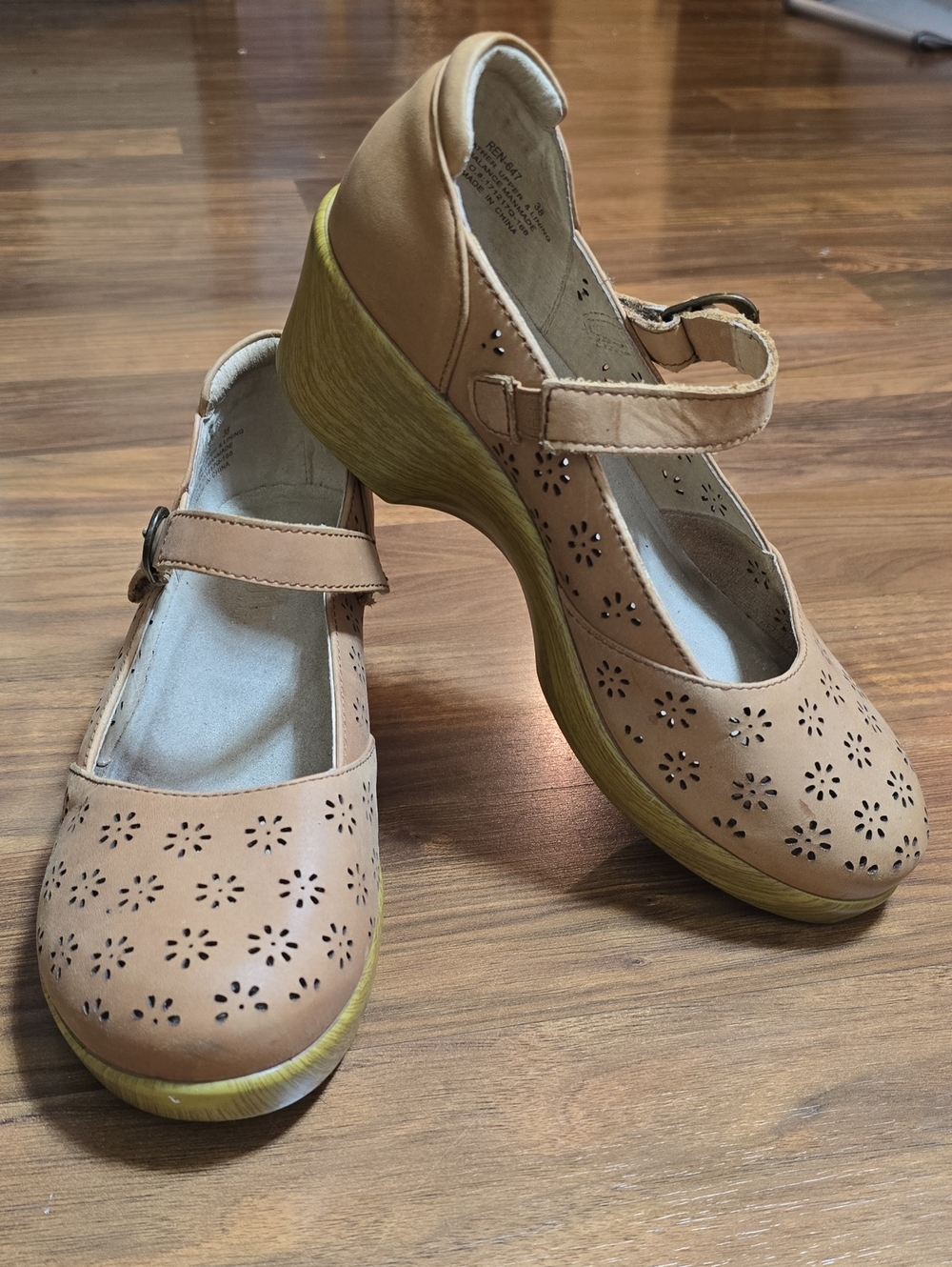 Alegria Rene Leather Floral Perforated Mary Jane Comfort Clogs
